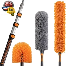 20 Feet High Reach Ceiling Dusters Set with 4-12 Ft Extension Pole for Cleaning 