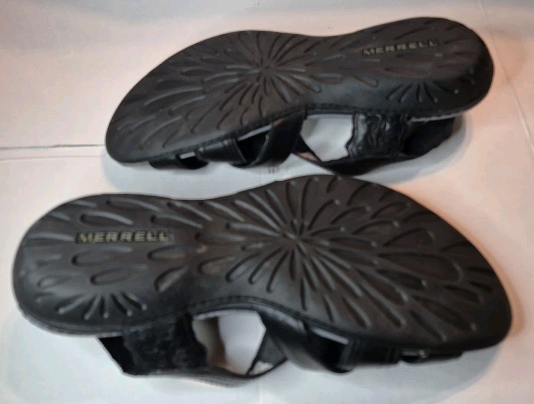 Merrell Sandali da donna neri in pelle con cinturino e cinturino taglia 10 (J46246)