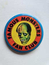 Vintage FAMOUS MONSTERS FAN CLUB Magazine 1973 Warren Publishing Co. Button 2.5"