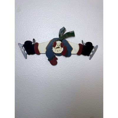 Snowman Wall Hanging Unbranded Christmas OS Blue Rustic Ice Skating Decor