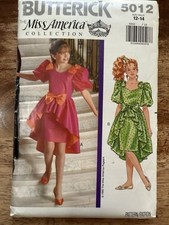 Vintage Butterick Pattern 80's Girls Dress Miss America Pageant Bows #5012 12-14