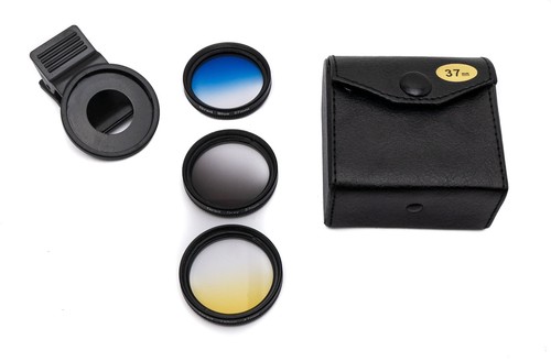 Color Filter Set 37 mm 3 Pieces with Transition Color Kit with Clip Bag in Black