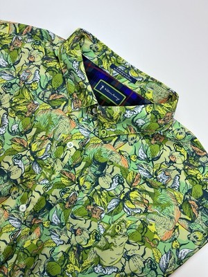 William Murray Mens XL It's Like a Jungle Golf Stretch Button Up Shirt Green