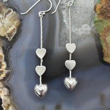 Sterling Silver 3 Hearts Fashion Dangle Earrings For Women