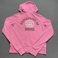 PINK Victoria's Secret Hoodie Sweatshirt Womens Medium Pink Full Zip Preppy