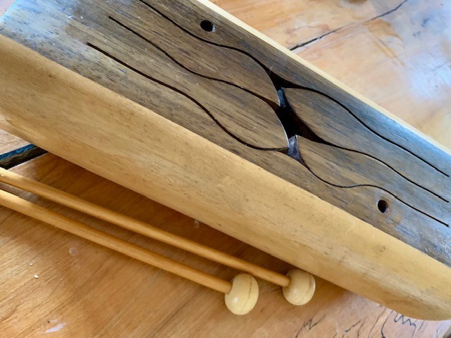 Vintage Likely Hardwood Music Company Leaf Tongue Drum, exotic woods