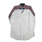 Lot 2 Paul Fredrick Men Dress Shirts Bundle 17-37 White Stripe Red Plaid Classic