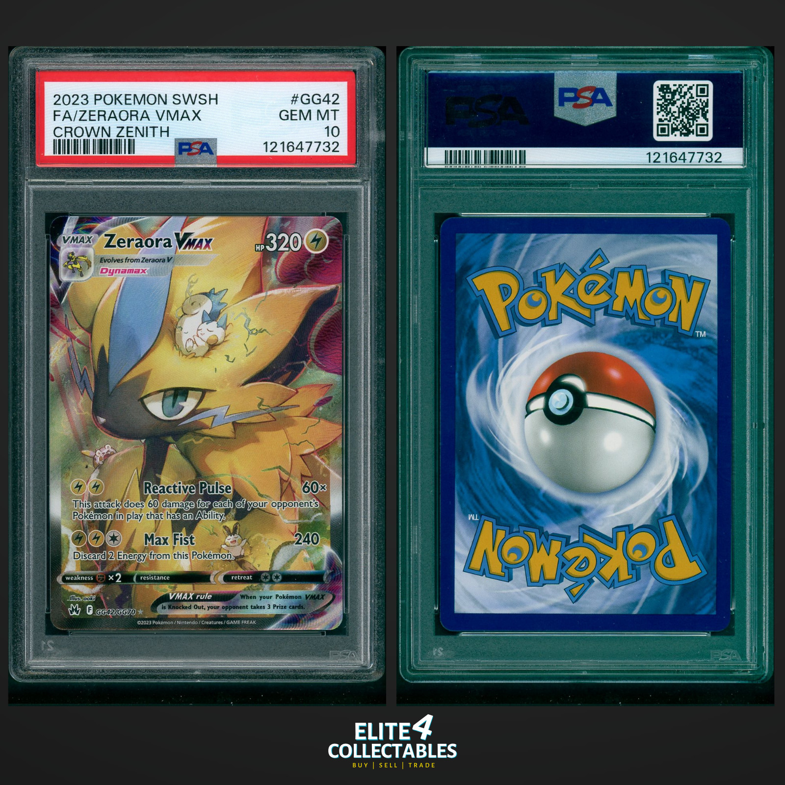 Zeraora VMAX GG42/GG70  - PSA 10 (Crown Zenith)