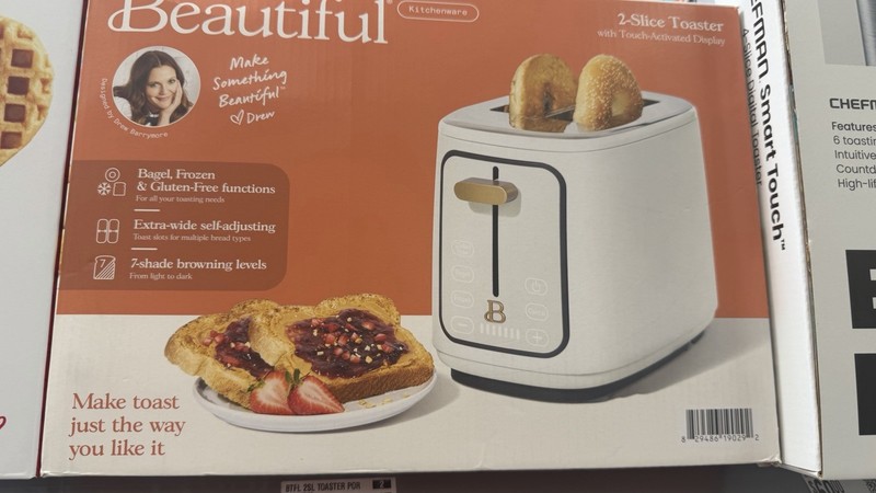 Beautiful 2-Slice White Toaster Touch Display Bagel Frozen Gluten-Free 7 Levels