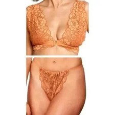 NWT $88 HAH 2-PC SET Got Ur Back Bra & Chase Me Down Panty Brown Sugar MEDIUM