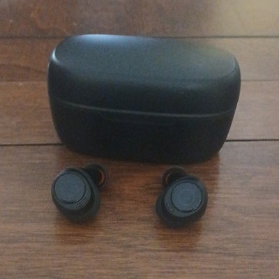 Black True Wireless Bluetooth In-Ear Earbuds Double w/ USB-C Charging Case