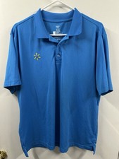 Walmart Employee Uniform Polo Shirt Mens L Blue w/ Embroidered Spark Logo