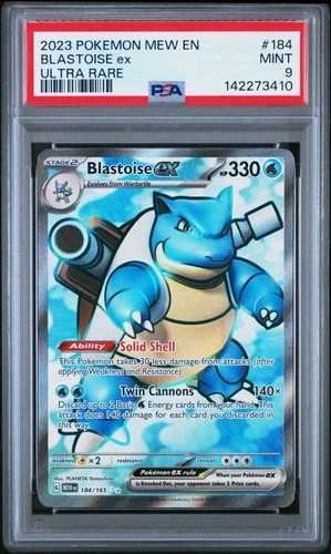 2023 POKEMON MEW EN-151 ULTRA RARE #184 BLASTOISE EX PSA 9