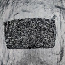 La Regale Vintage Black Beaded Evening Clutch Bag Handbag Purse Formal Party