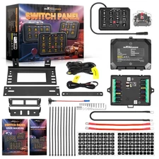 RGB Touch Switch Panel 12 Gang For UTV ATV Boat Truck 4 Modes 80A Aluminum Black
