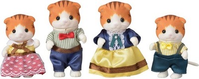 SYLVANIAN FAMILIES Set 4 Figuren Puppen Katzenfamilie Box Defekt Maple Cat 5290
