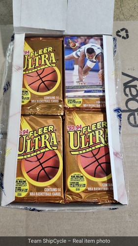 U26901 199394 Fleer Ultra Series 1 Basketball Hobby Box   DAMAGED/BLOCKED & OPEN
