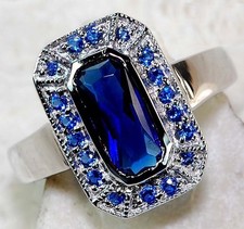 3CT Treated Blue Sapphire 925 Solid Sterling Silver Ring Jewelry Sz 7 MK1-4