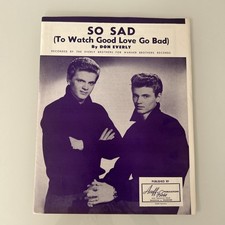 The Everly Brothers Don Everly  &ldquo;So Sad&rdquo; Vintage 1960 Sheet Music