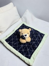 Lullaby Lane Teddy Bear Blue Beige Lovey Security Blanket Plush Rattle 11  2021