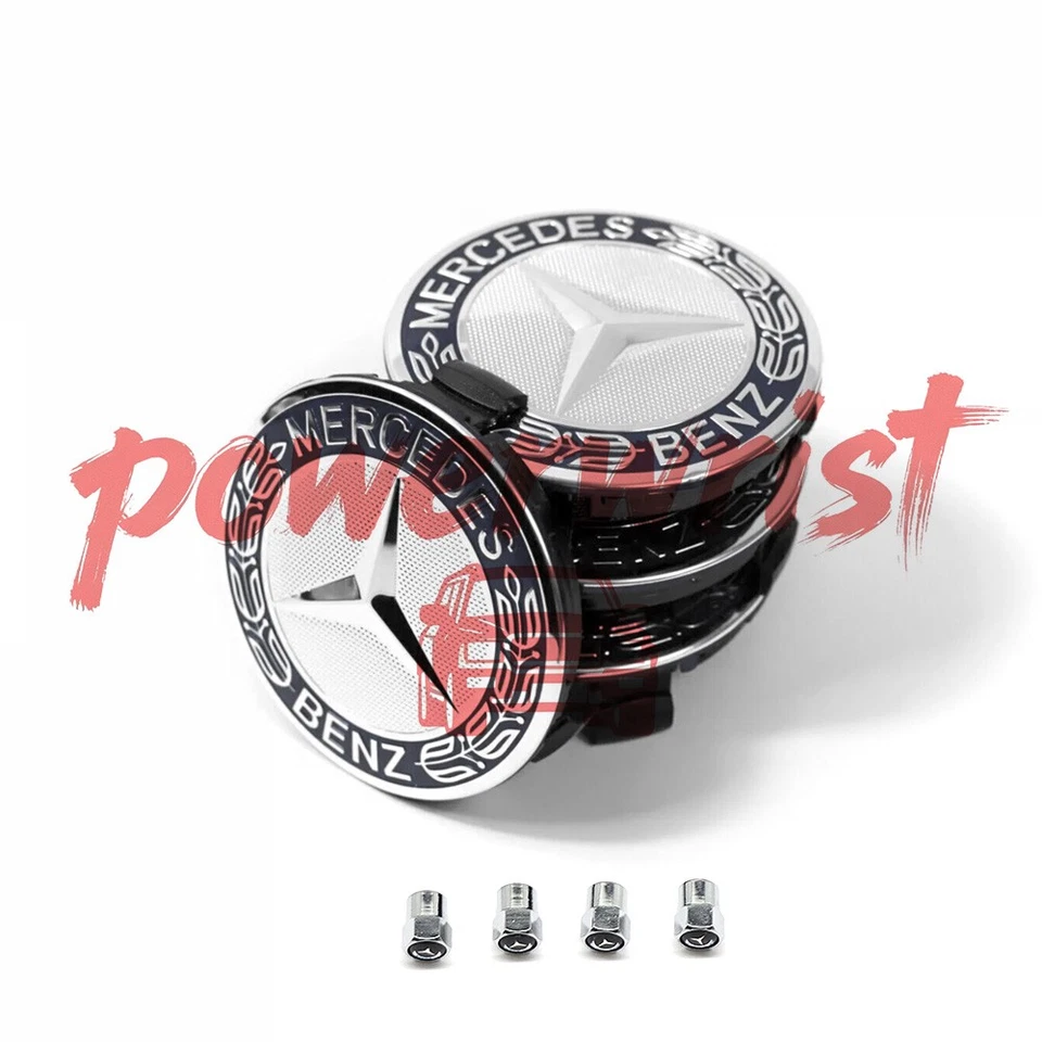 4Pcs 75MM Wheel Center Rim Caps Hubcaps for AMG Black Wreath - Изображение 4 из 4