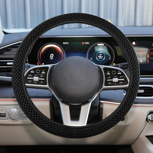 Elastic Stretch Steering Wheel Cover, Anti-Slip 15 inch Microfibe Color: Black