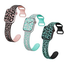 3/1-Pack Soft Silicone Leopard Engraved Band For iWatch Series 10 9 8 7 SE Ultra