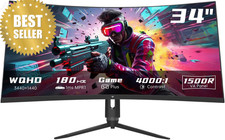 34" Ultrawide Curved Gaming Monitor 180Hz 3440x1440
