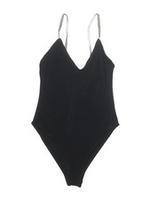 Just Polly Women Black Bodysuit M