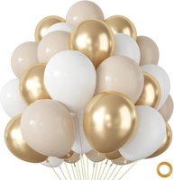 Luftballons Gold Beige, 100Pcs Luftballons Beige Weiß Gold Mit Metallic Ballons,