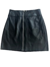 Express Black Faux Leather Mini Skirt Size 4 Vegan Moto Edgy Night Out