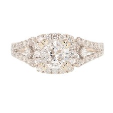 1.85ctw Princess Cut Diamond Halo Engagement Ring 14k White Gold Size 6.25