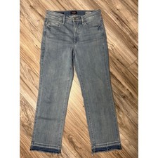 NYDJ Women's Lift Tuck Light Wash Raw Hem Marilyn Straight Jeans Size 6