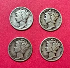 New ListingMercury Dimes 1916-1945 90% Silver Circulated Lot Of 4 different dates