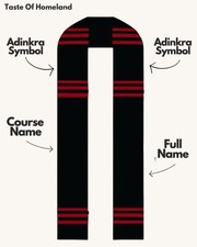 V1 | African Kente Graduation Stole Scarf - Custom Adinkra + Name + Course