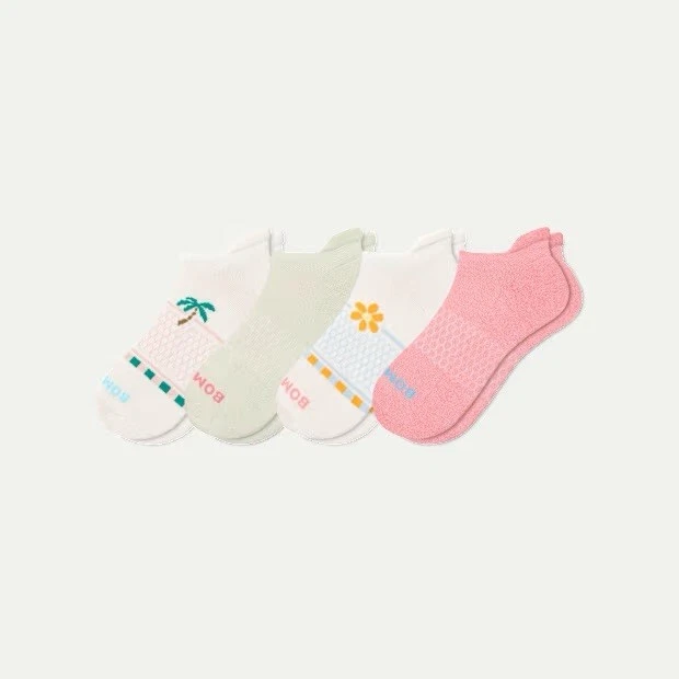 Bombas Women's Beach Day Ankle Sock 4-Pack Large