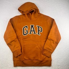 GAP Pullover Hoodie Womens Large Orange Long Sleeve Fleece Logo Crew Neck NWT