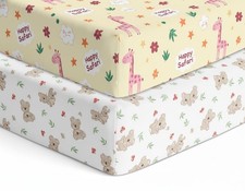 Crib Fitted Sheet Pack of 2, Microfiber Baby Sheets for Standard Crib and Tod...