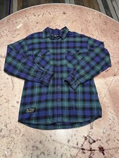 Vermont Flannel Co Shirt Mens Large Plaid Green Purple Cotton Made in USA Grunge