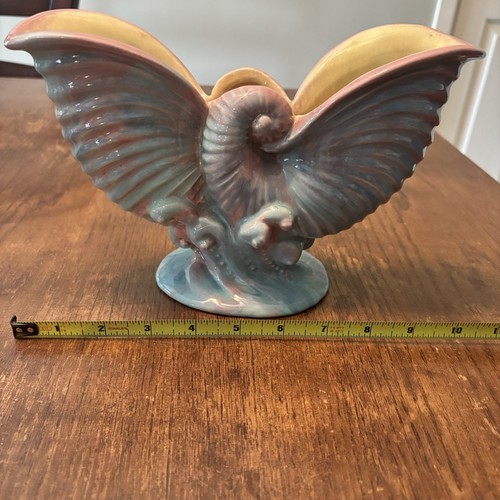 Atemberaubende Vintage Royal Haeger Hickman Nautilus Muschel Pflanzgefäß rosa und türkis - Bild 7 von 7