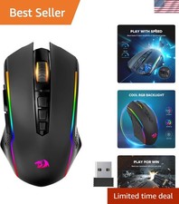 Ergonomic Wireless Gaming Mouse - 8000 DPI, RGB Backlit, Battery Life 70Hrs