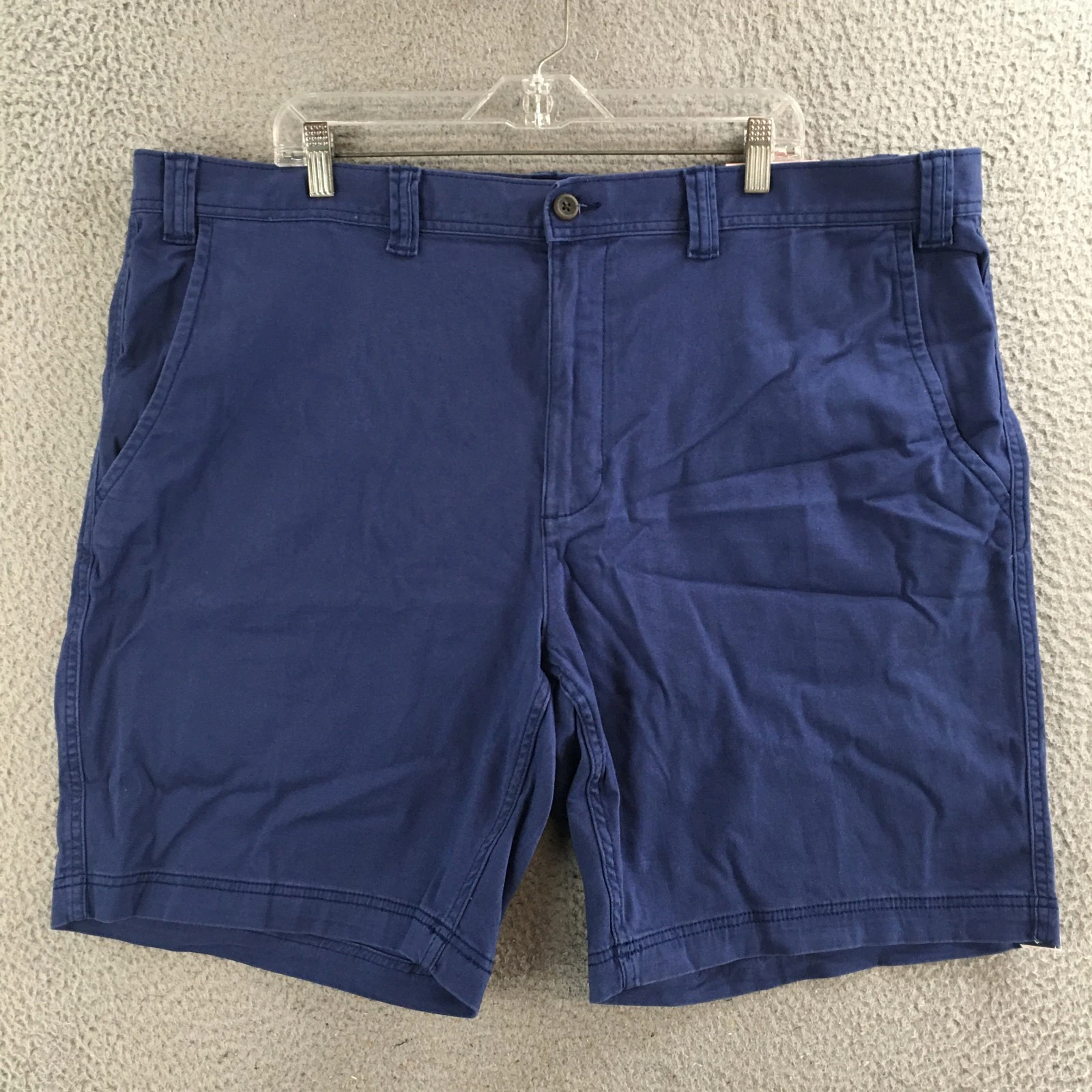 St Johns Bay Shorts Men 48 Big Flat Front Stretch Chino Casual Comfort Blue NEW