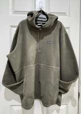 Columbia Men s Fleece Jacket Size XL Light Green Hood Quarter Zip