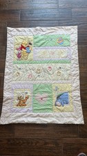 Vtg Disney Winnie The Pooh Quilted Crib Comforter Blanket Tigger Eeyore 40x31