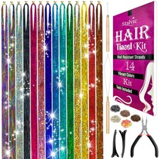 Stalvic Hair Tinsel Kit   14 Colors, Up to 7200 48 Inch, multicolour