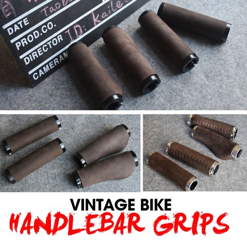 Vintage Fahrrad Lenkergriffe MTB Bike Fahrradgriffe Wildleder Ergonomics Braun - Bild 1 von 16