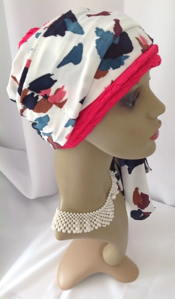 Conjunto de bufanda sombrero turbante ÚNICO hecho a mano para pérdida de cabello quimio alopecia bufanda Foto 4 de 4