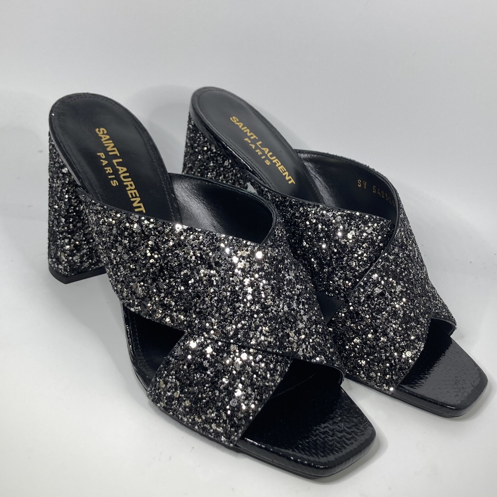 Nuovi muli glitter Saint Laurent LouLou 95 glitter taglia 38EU 8US prezzo al dettaglio: $895