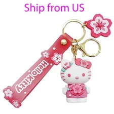 Hello Kitty Keychain Pink Sakura Charm 3D Figure Hello Kitty SHIP FROM US