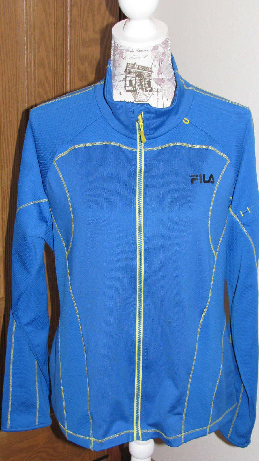 Giacca FILA donna XL blu French Terry mesh performance atletica zip davanti